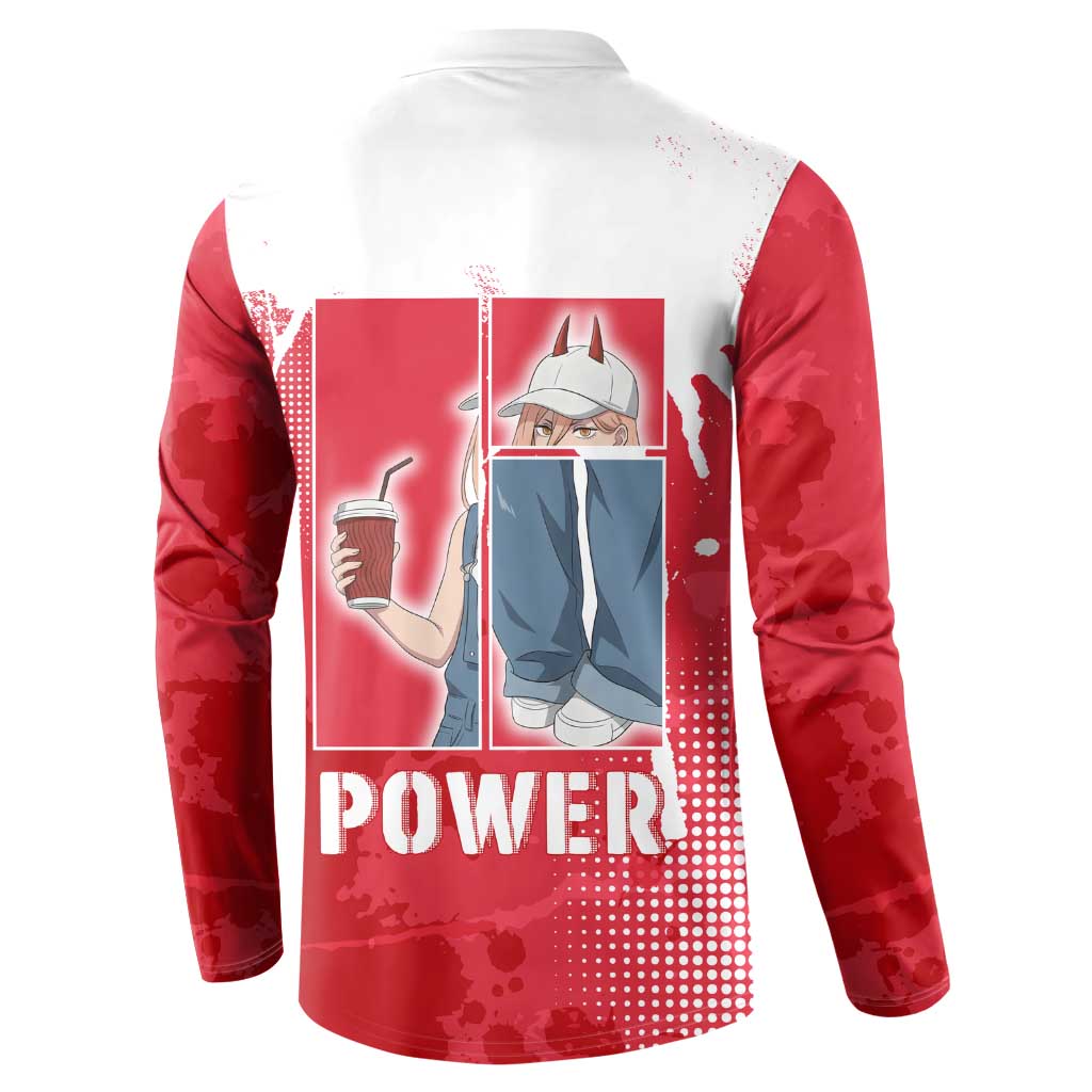 Power Chainsaw Man Button Sweatshirt Grunge Pop Manga Panel Style