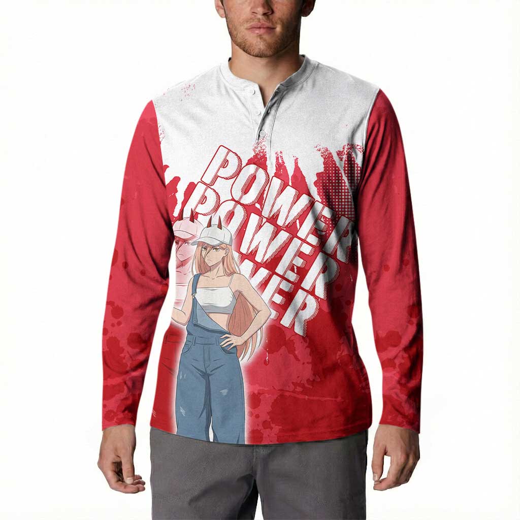 Power Chainsaw Man Button Sweatshirt Grunge Pop Manga Panel Style