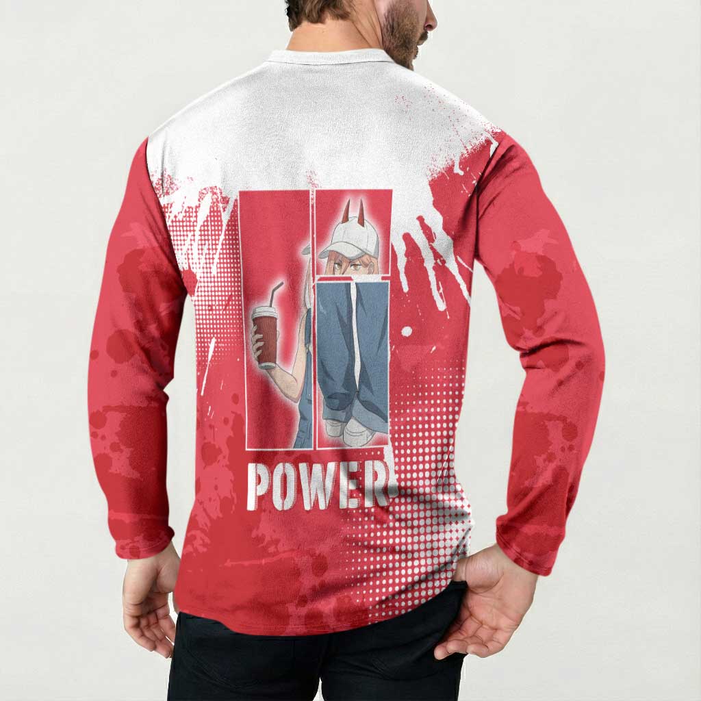 Power Chainsaw Man Button Sweatshirt Grunge Pop Manga Panel Style