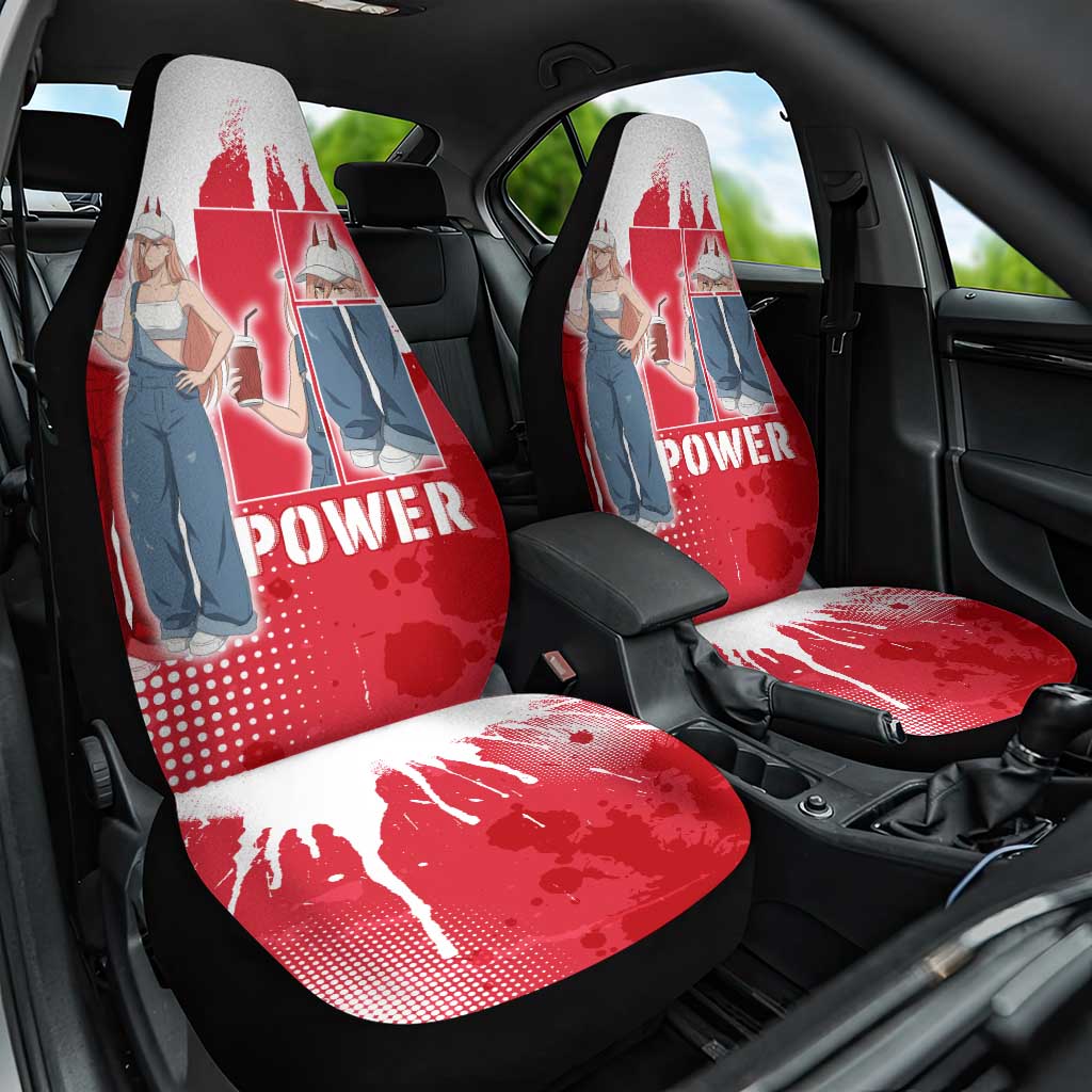Power Chainsaw Man Car Seat Cover Grunge Pop Manga Panel Style