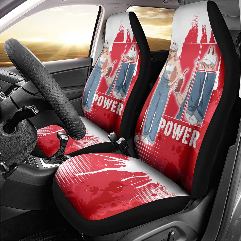 Power Chainsaw Man Car Seat Cover Grunge Pop Manga Panel Style