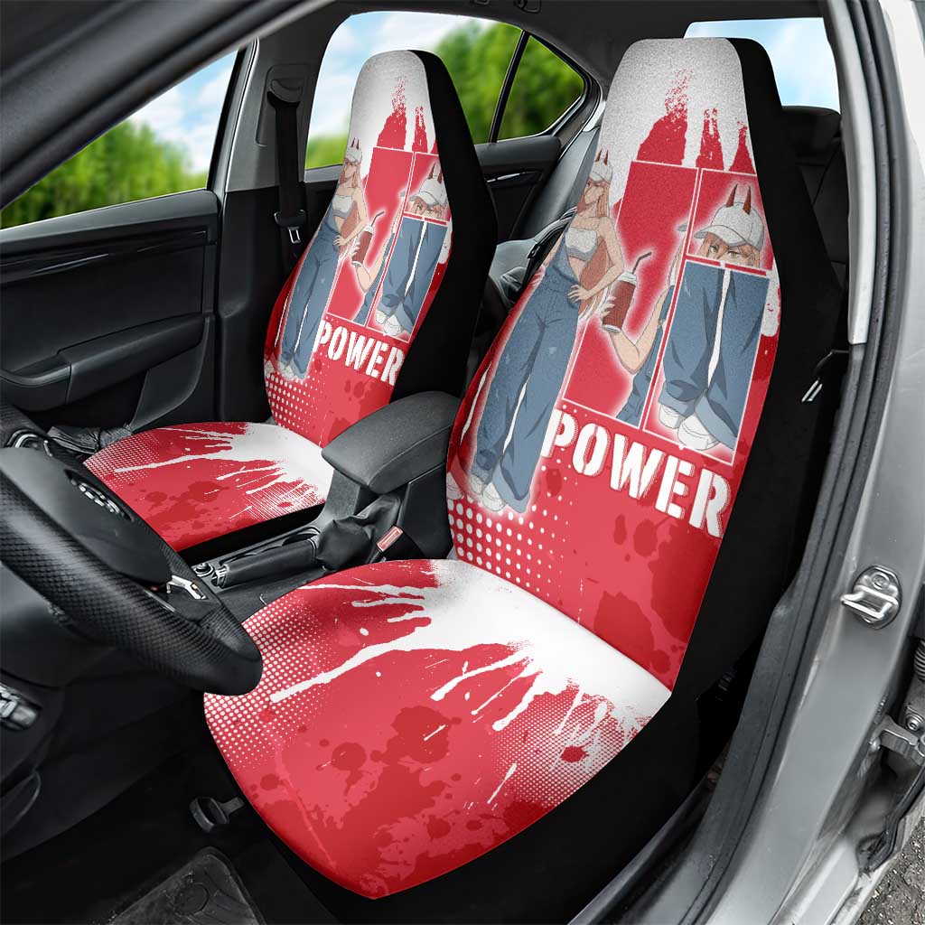 Power Chainsaw Man Car Seat Cover Grunge Pop Manga Panel Style