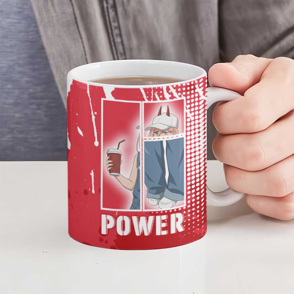 Power Chainsaw Man Ceramic Mug Grunge Pop Manga Panel Style