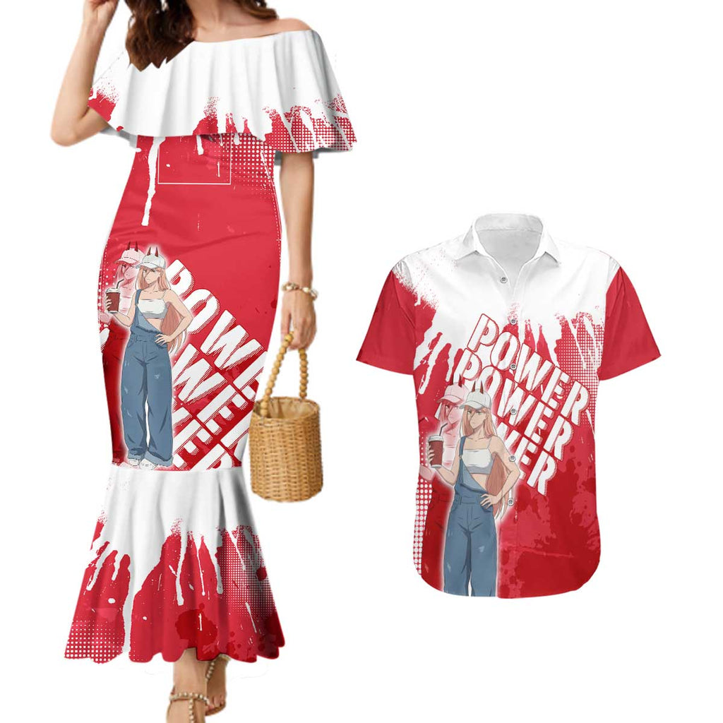 Power Chainsaw Man Couples Matching Mermaid Dress and Hawaiian Shirt Grunge Pop Manga Panel Style
