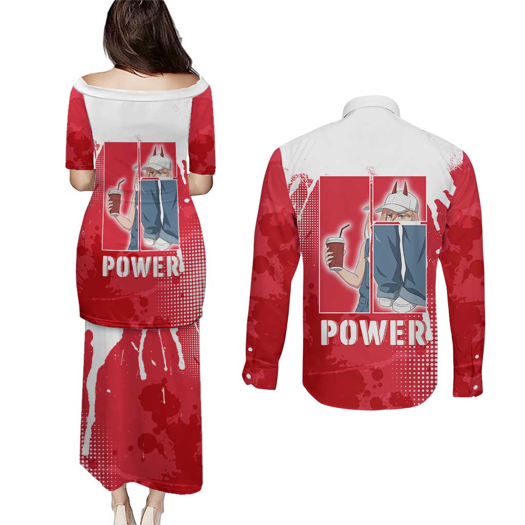 Power Chainsaw Man Couples Matching Puletasi and Long Sleeve Button Shirt Grunge Pop Manga Panel Style