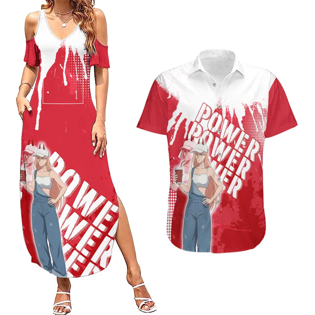 Power Chainsaw Man Couples Matching Summer Maxi Dress and Hawaiian Shirt Grunge Pop Manga Panel Style