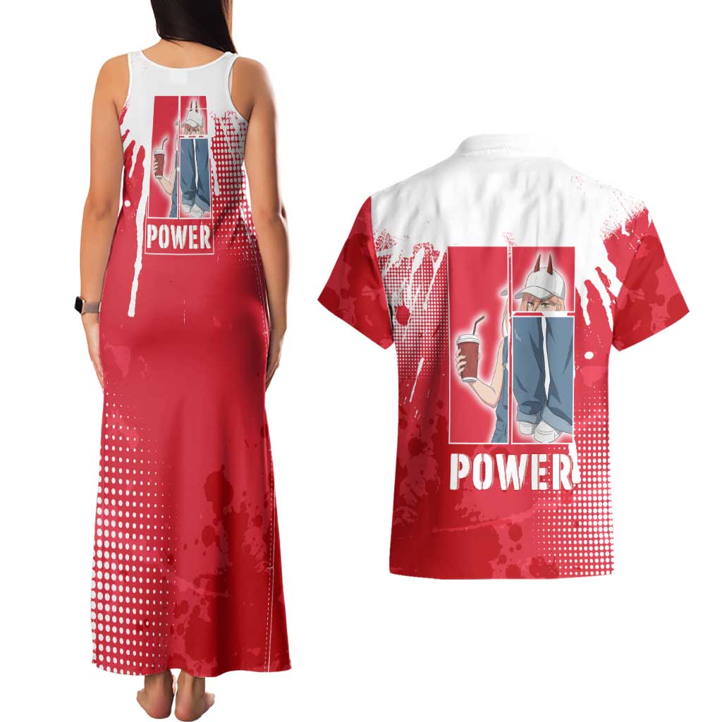 Power Chainsaw Man Couples Matching Tank Maxi Dress and Hawaiian Shirt Grunge Pop Manga Panel Style