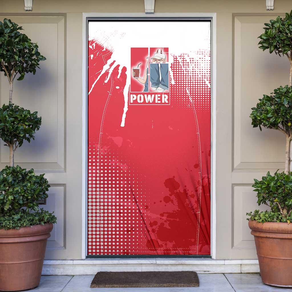 Power Chainsaw Man Door Cover Grunge Pop Manga Panel Style
