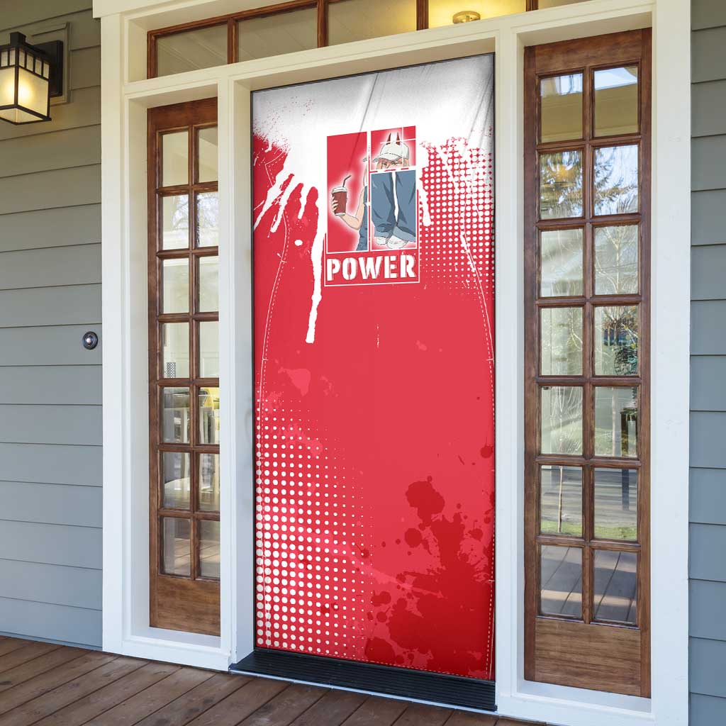 Power Chainsaw Man Door Cover Grunge Pop Manga Panel Style