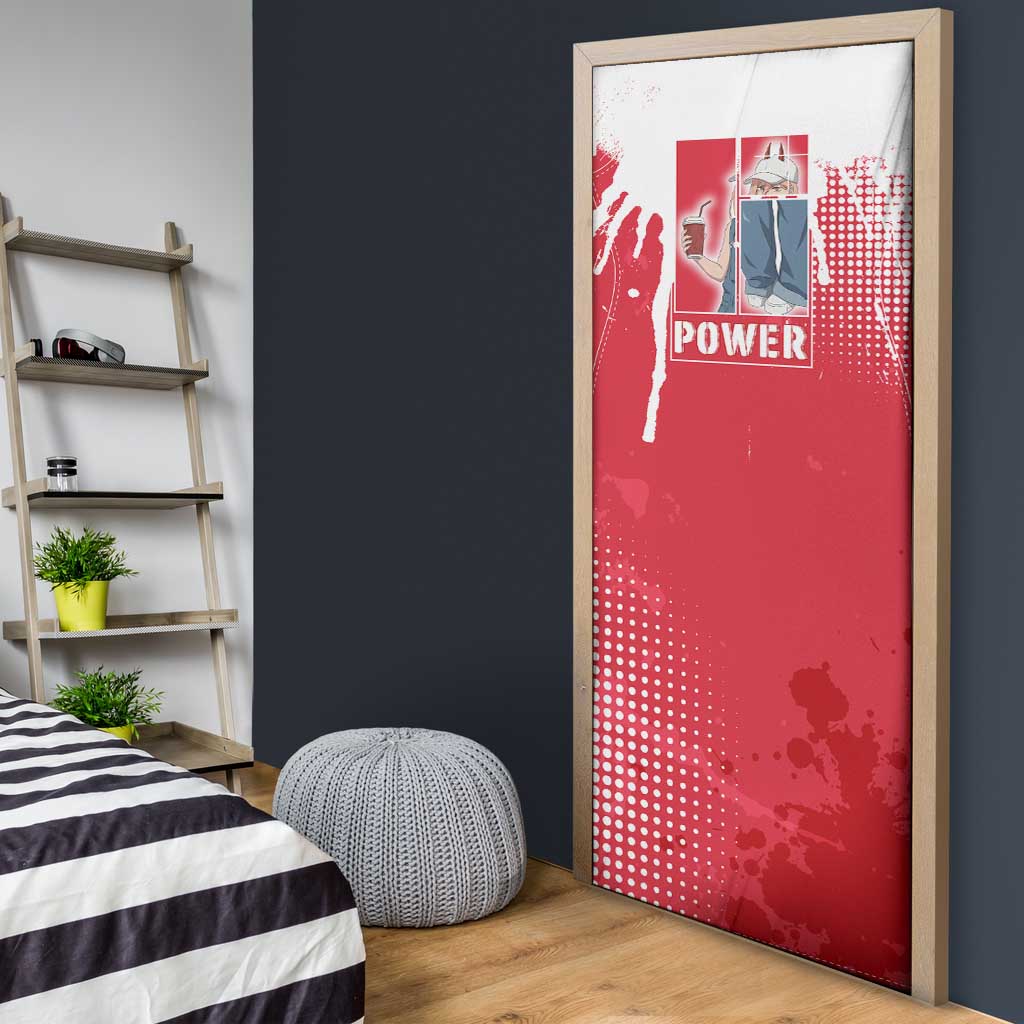 Power Chainsaw Man Door Cover Grunge Pop Manga Panel Style