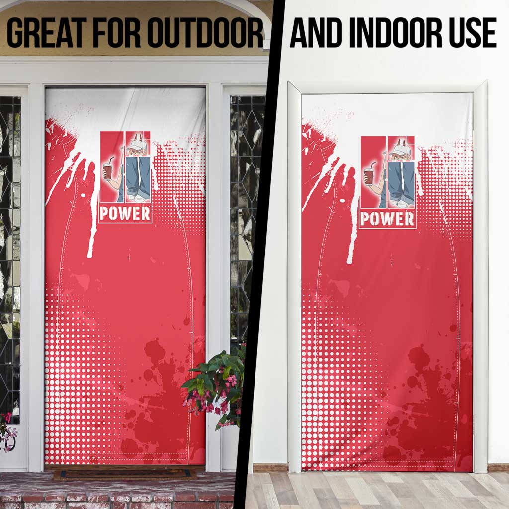 Power Chainsaw Man Door Cover Grunge Pop Manga Panel Style