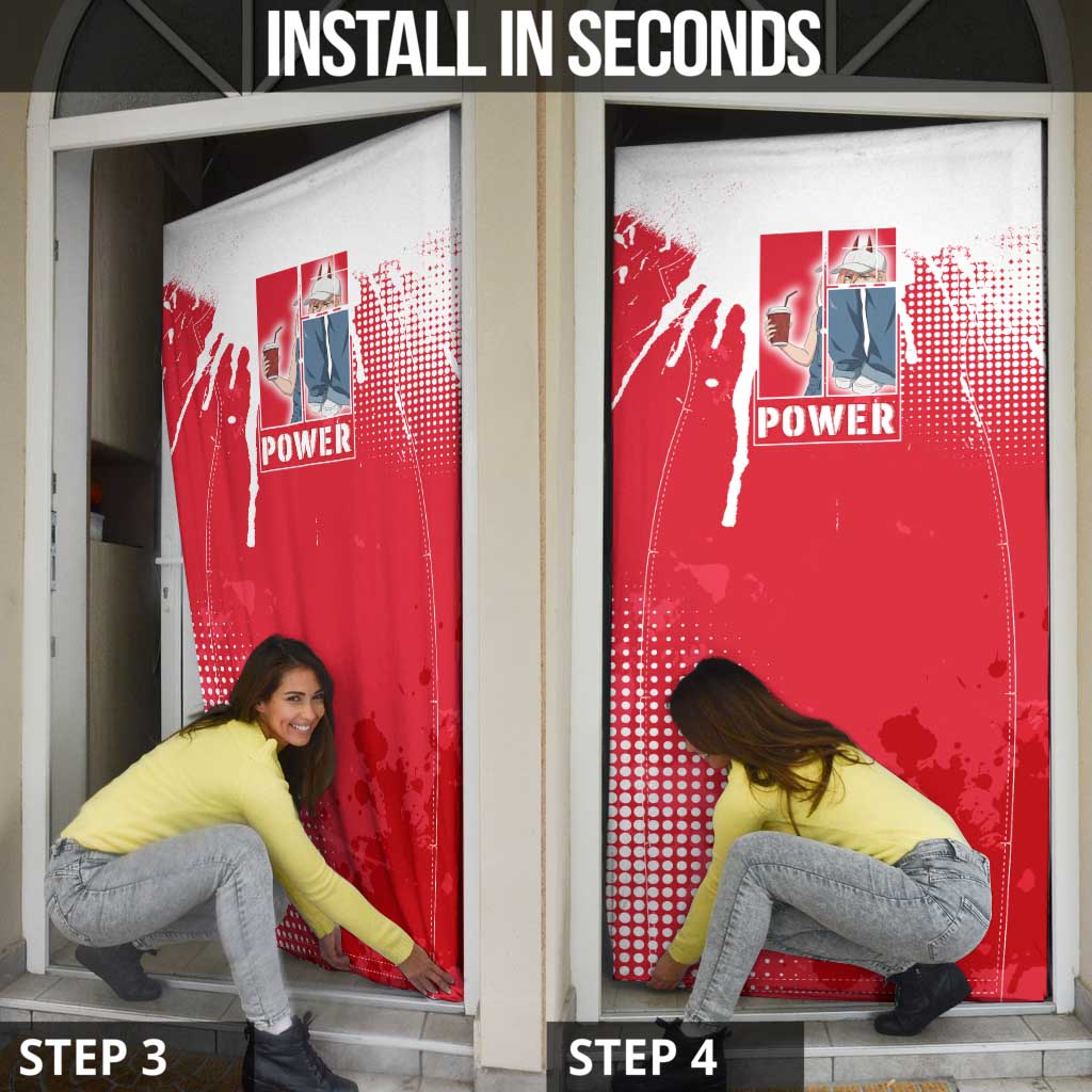 Power Chainsaw Man Door Cover Grunge Pop Manga Panel Style