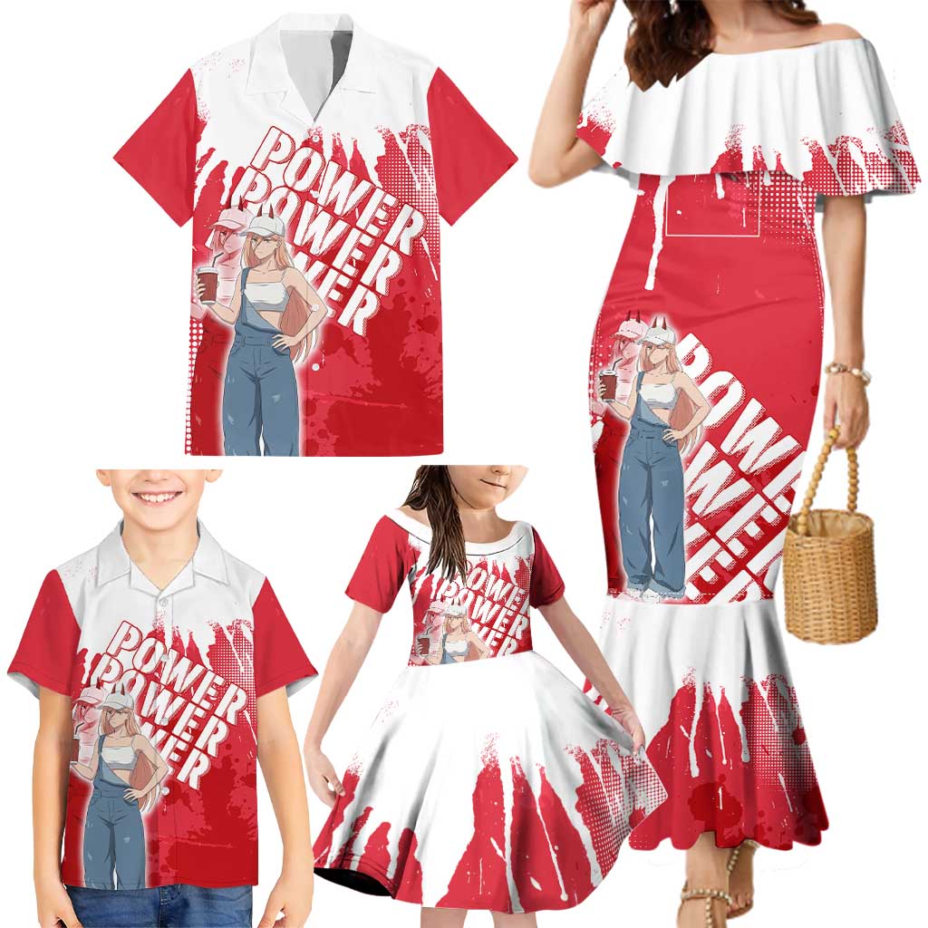 Power Chainsaw Man Family Matching Mermaid Dress and Hawaiian Shirt Grunge Pop Manga Panel Style