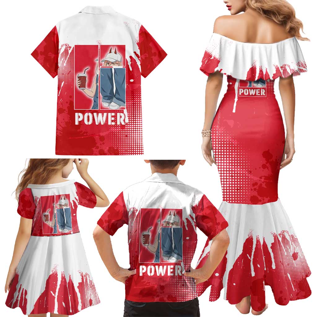 Power Chainsaw Man Family Matching Mermaid Dress and Hawaiian Shirt Grunge Pop Manga Panel Style