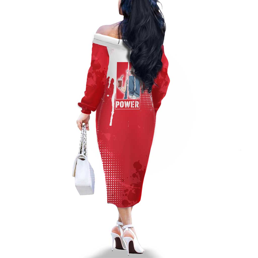 Power Chainsaw Man Family Matching Off The Shoulder Long Sleeve Dress and Hawaiian Shirt Grunge Pop Manga Panel Style