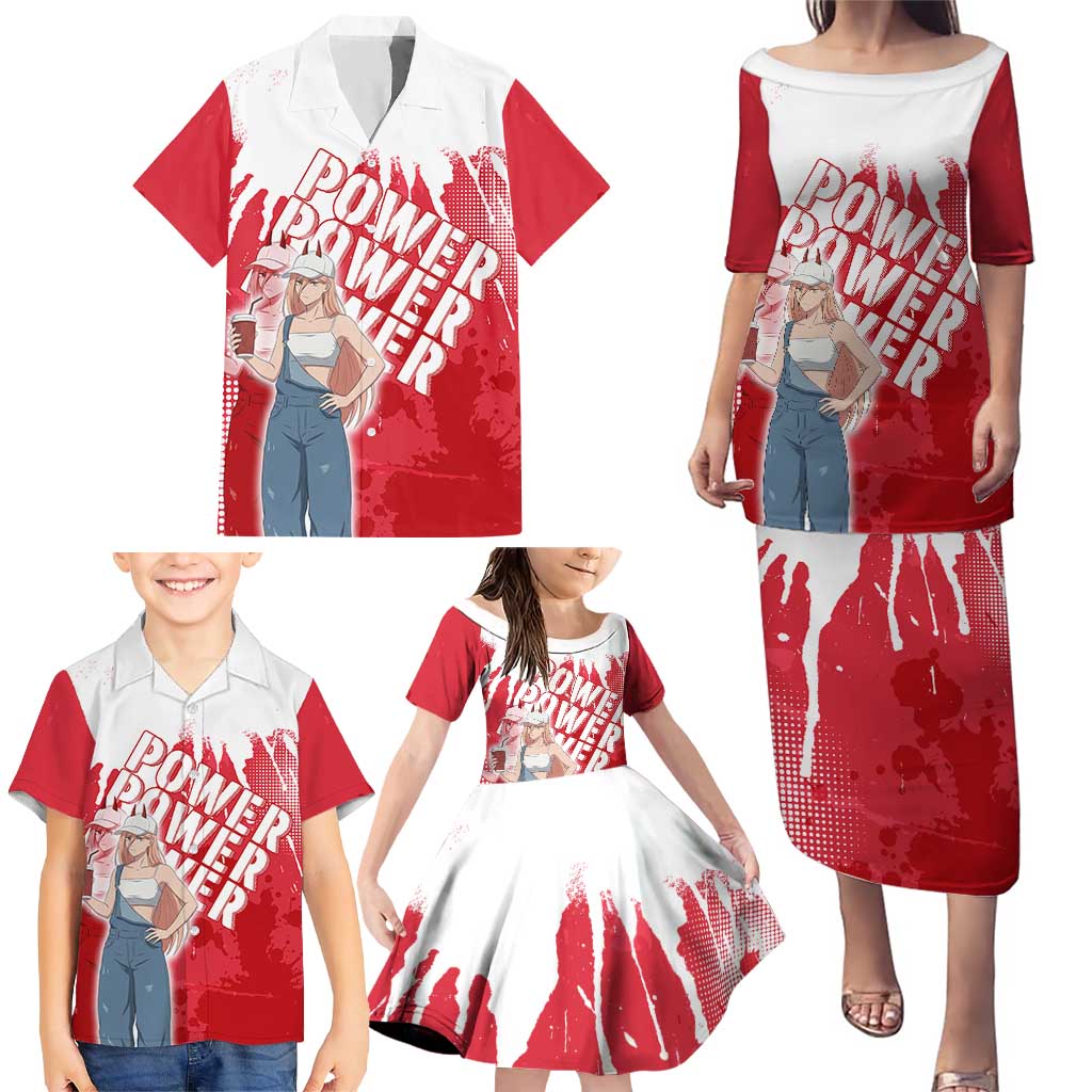 Power Chainsaw Man Family Matching Puletasi and Hawaiian Shirt Grunge Pop Manga Panel Style