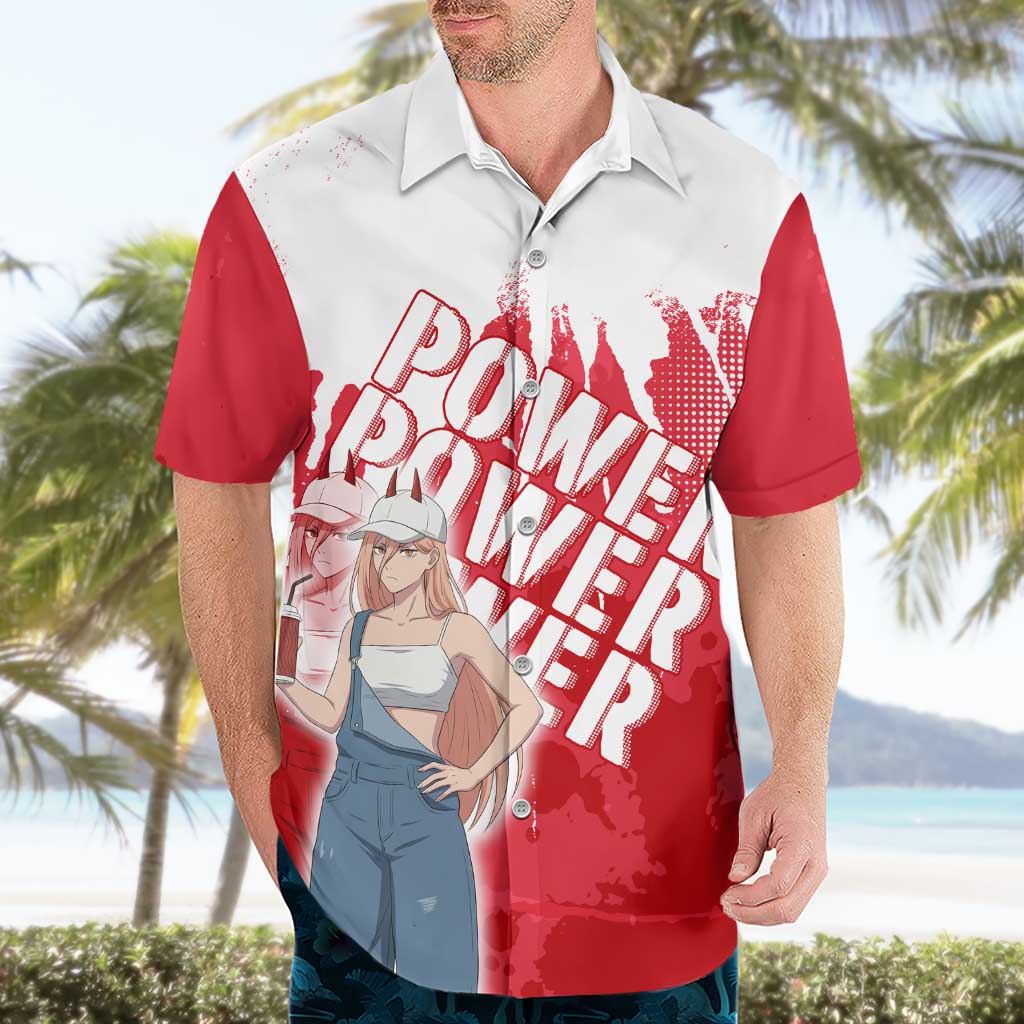 Power Chainsaw Man Hawaiian Shirt Grunge Pop Manga Panel Style