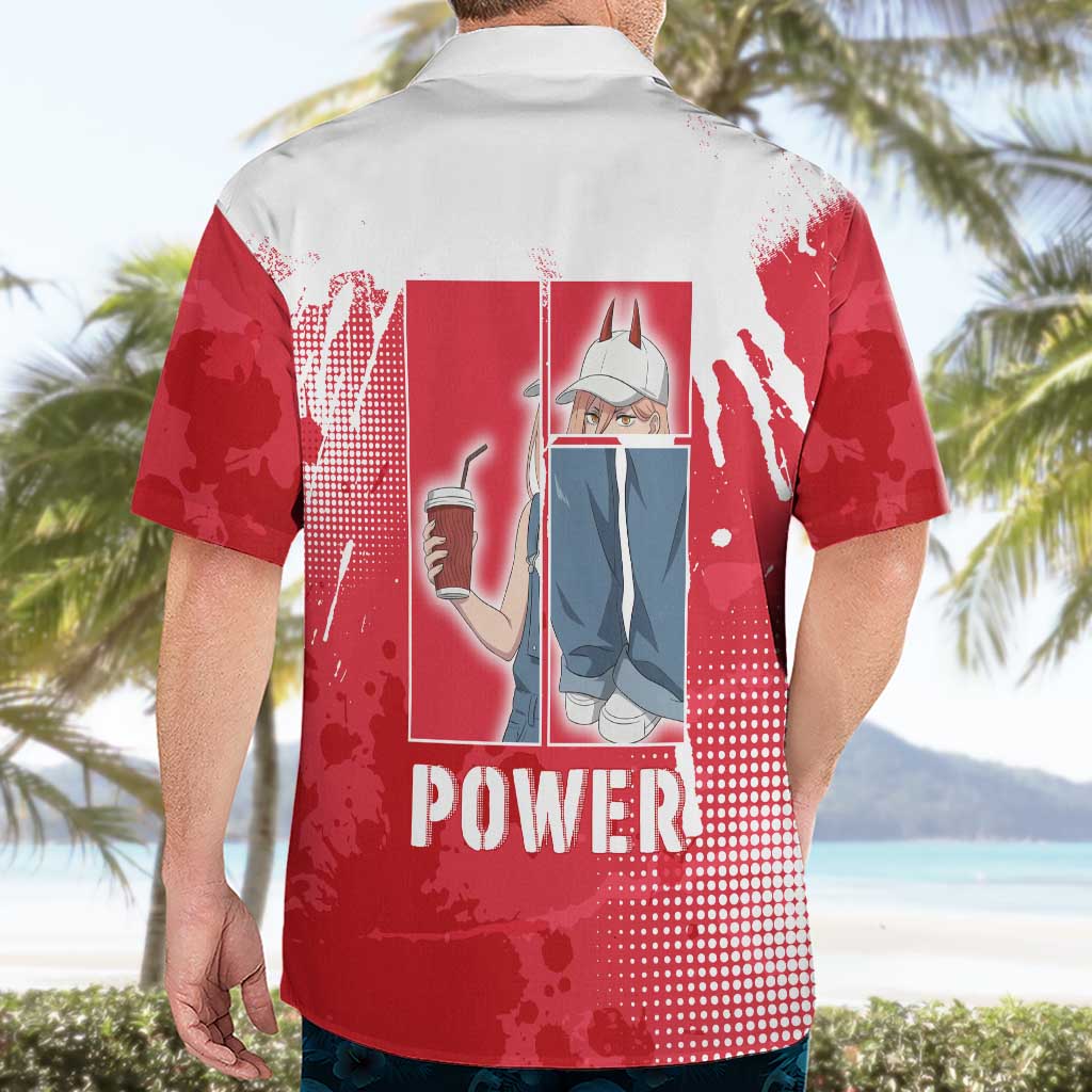 Power Chainsaw Man Hawaiian Shirt Grunge Pop Manga Panel Style
