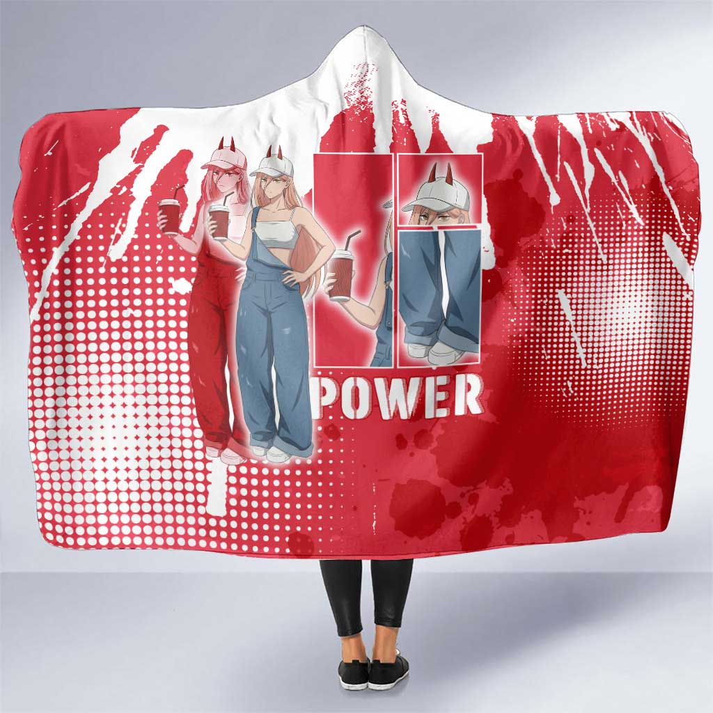 Power Chainsaw Man Hooded Blanket Grunge Pop Manga Panel Style