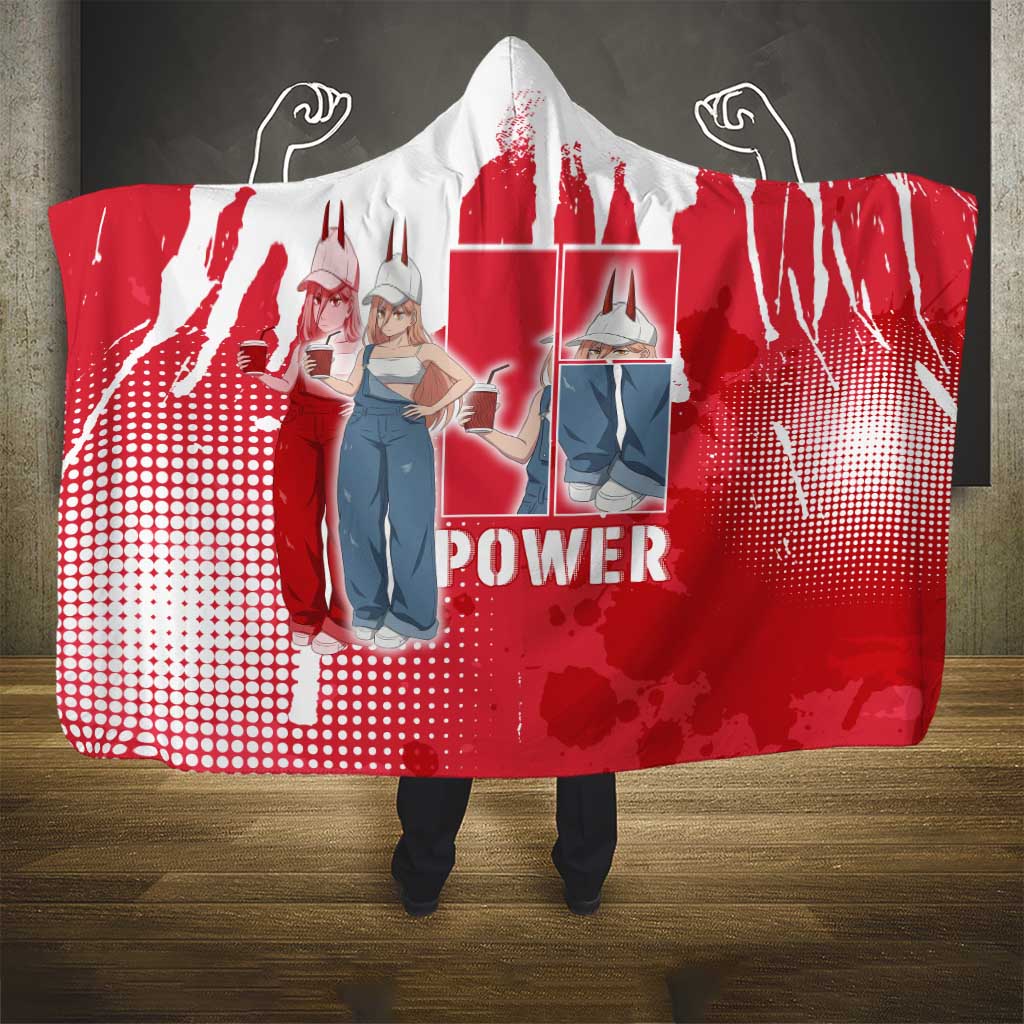 Power Chainsaw Man Hooded Blanket Grunge Pop Manga Panel Style