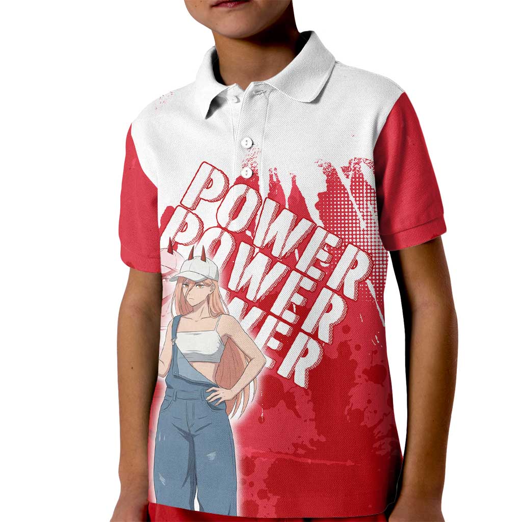 Power Chainsaw Man Kid Polo Shirt Grunge Pop Manga Panel Style