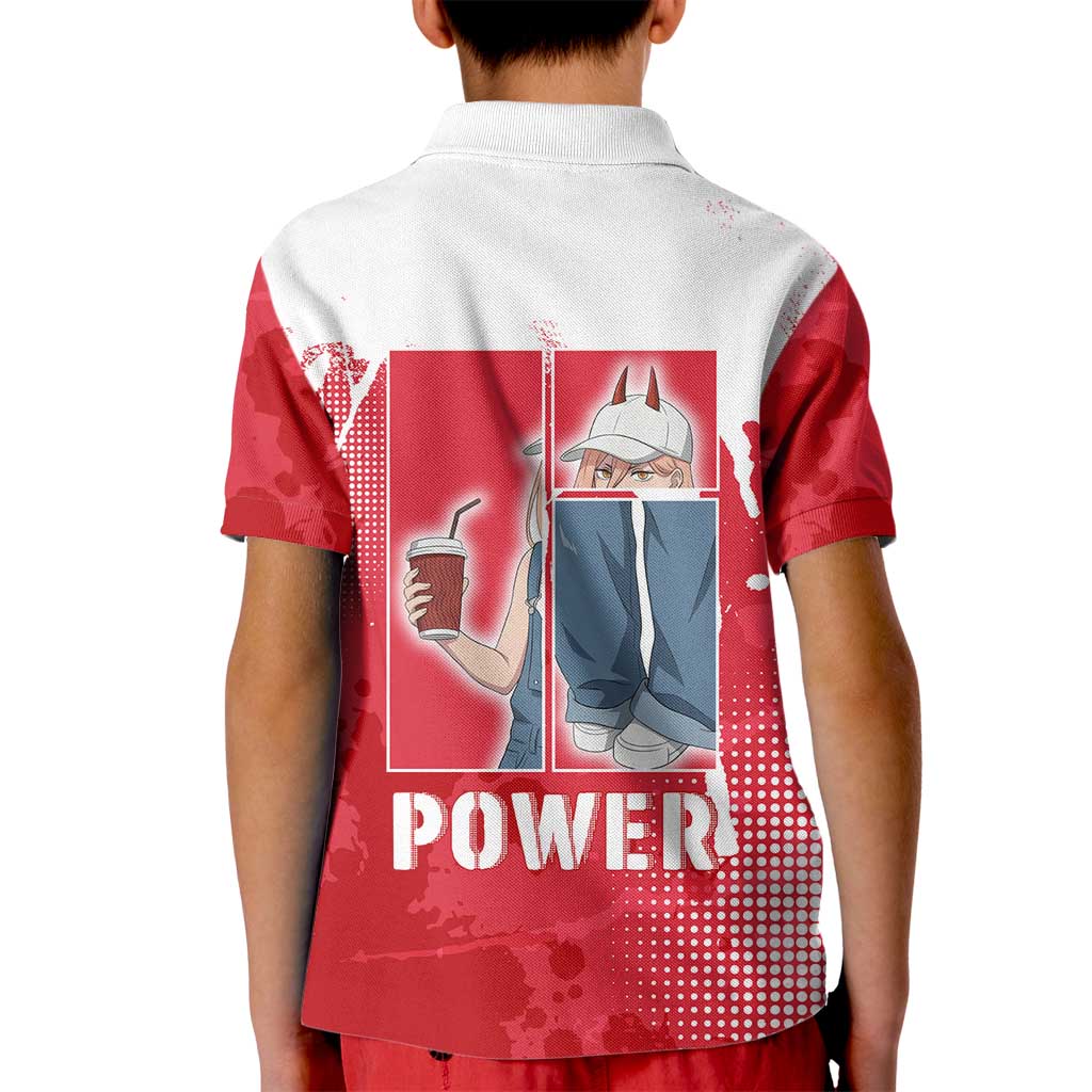 Power Chainsaw Man Kid Polo Shirt Grunge Pop Manga Panel Style