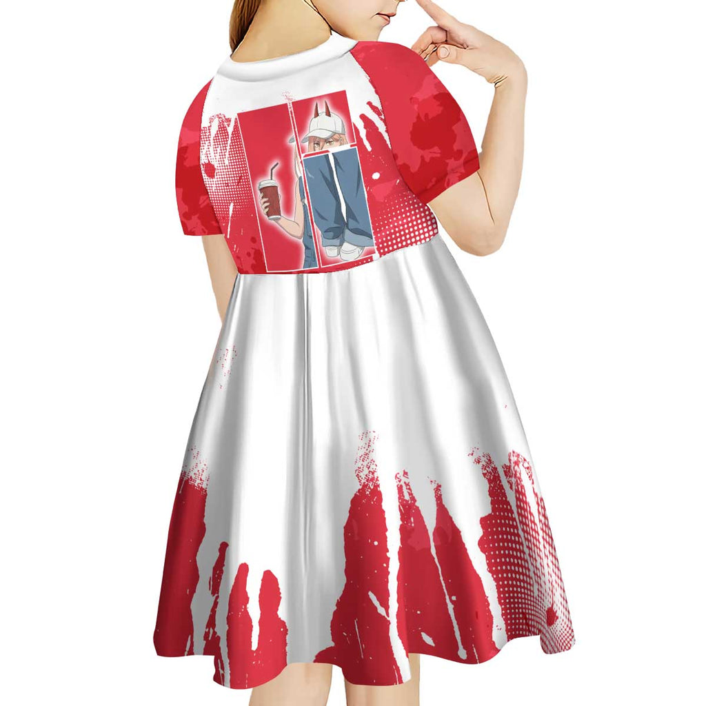 Power Chainsaw Man Kid Short Sleeve Dress Grunge Pop Manga Panel Style