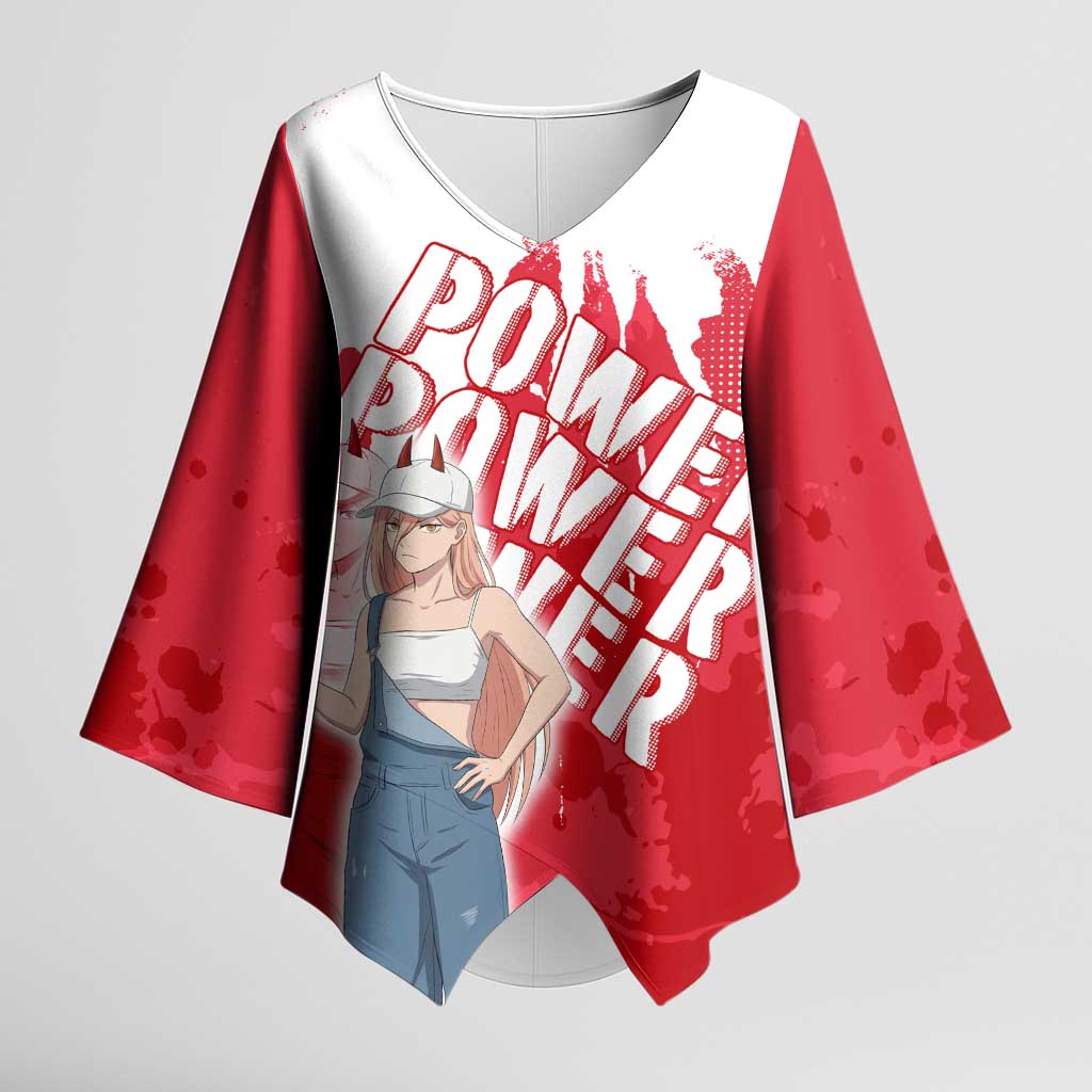 Power Chainsaw Man Kimono Sleeve Blouse Grunge Pop Manga Panel Style