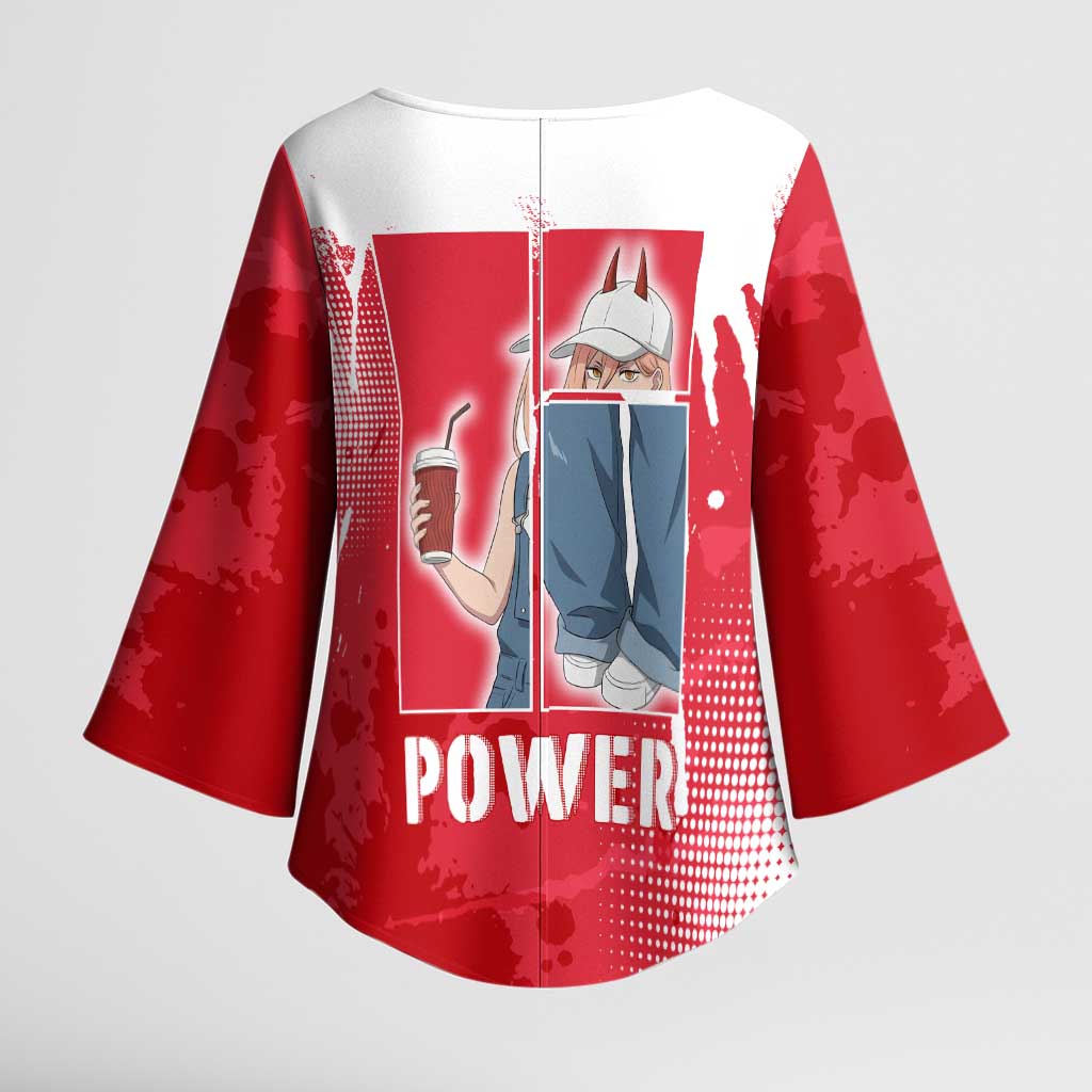 Power Chainsaw Man Kimono Sleeve Blouse Grunge Pop Manga Panel Style