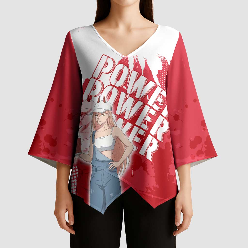 Power Chainsaw Man Kimono Sleeve Blouse Grunge Pop Manga Panel Style