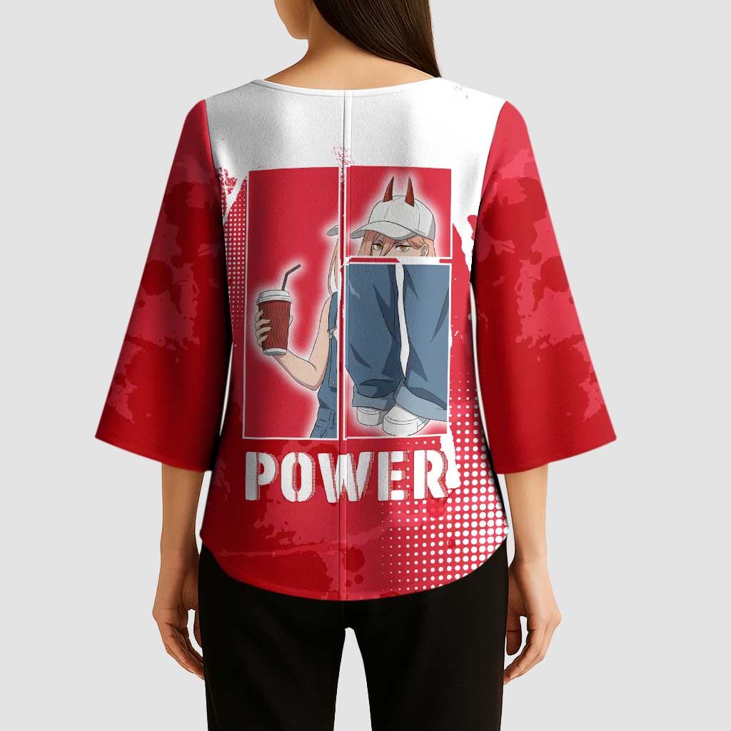 Power Chainsaw Man Kimono Sleeve Blouse Grunge Pop Manga Panel Style