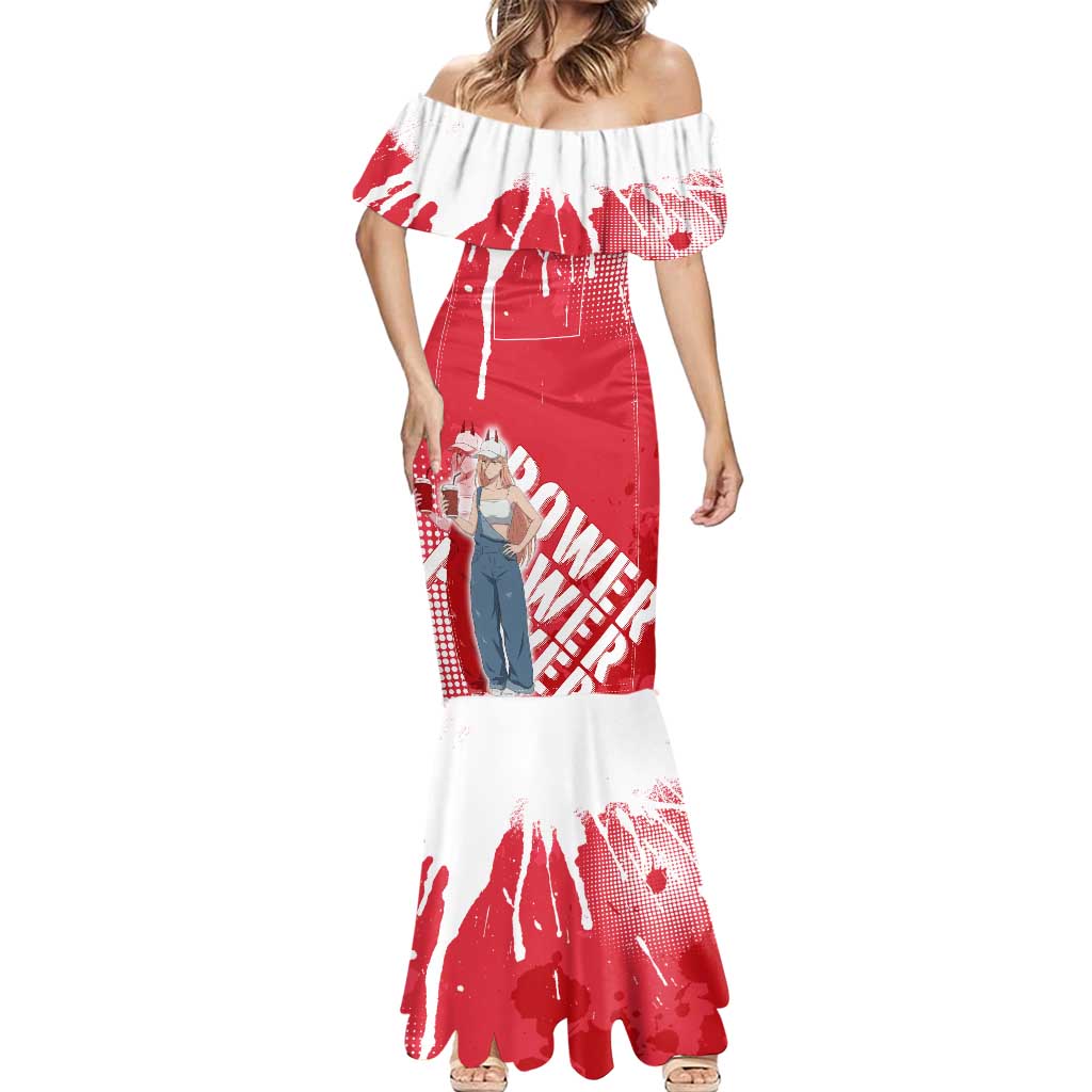 Power Chainsaw Man Mermaid Dress Grunge Pop Manga Panel Style