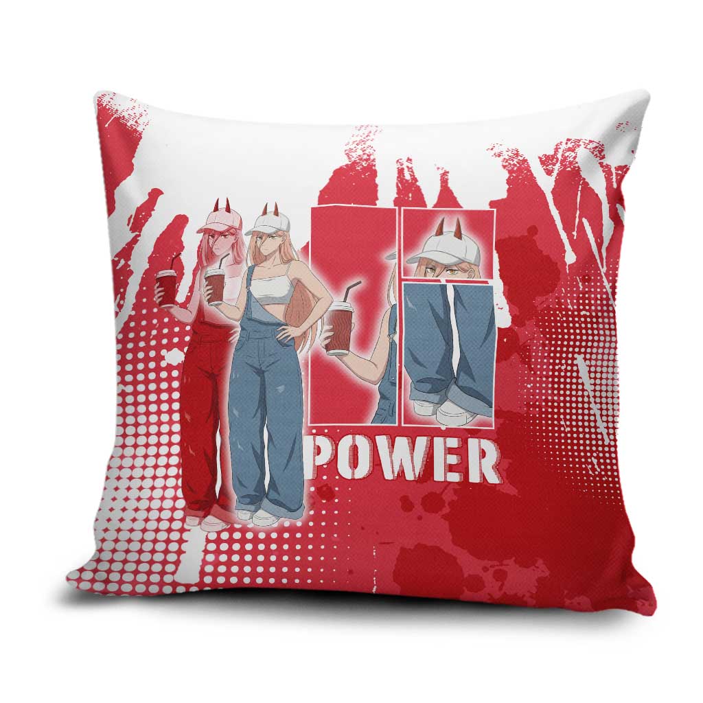 Power Chainsaw Man Pillow Cover Grunge Pop Manga Panel Style
