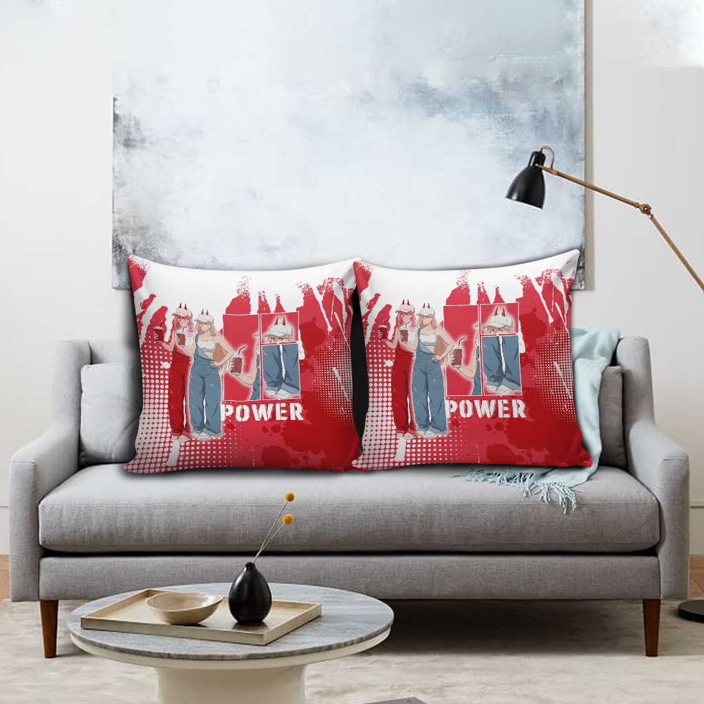 Power Chainsaw Man Pillow Cover Grunge Pop Manga Panel Style