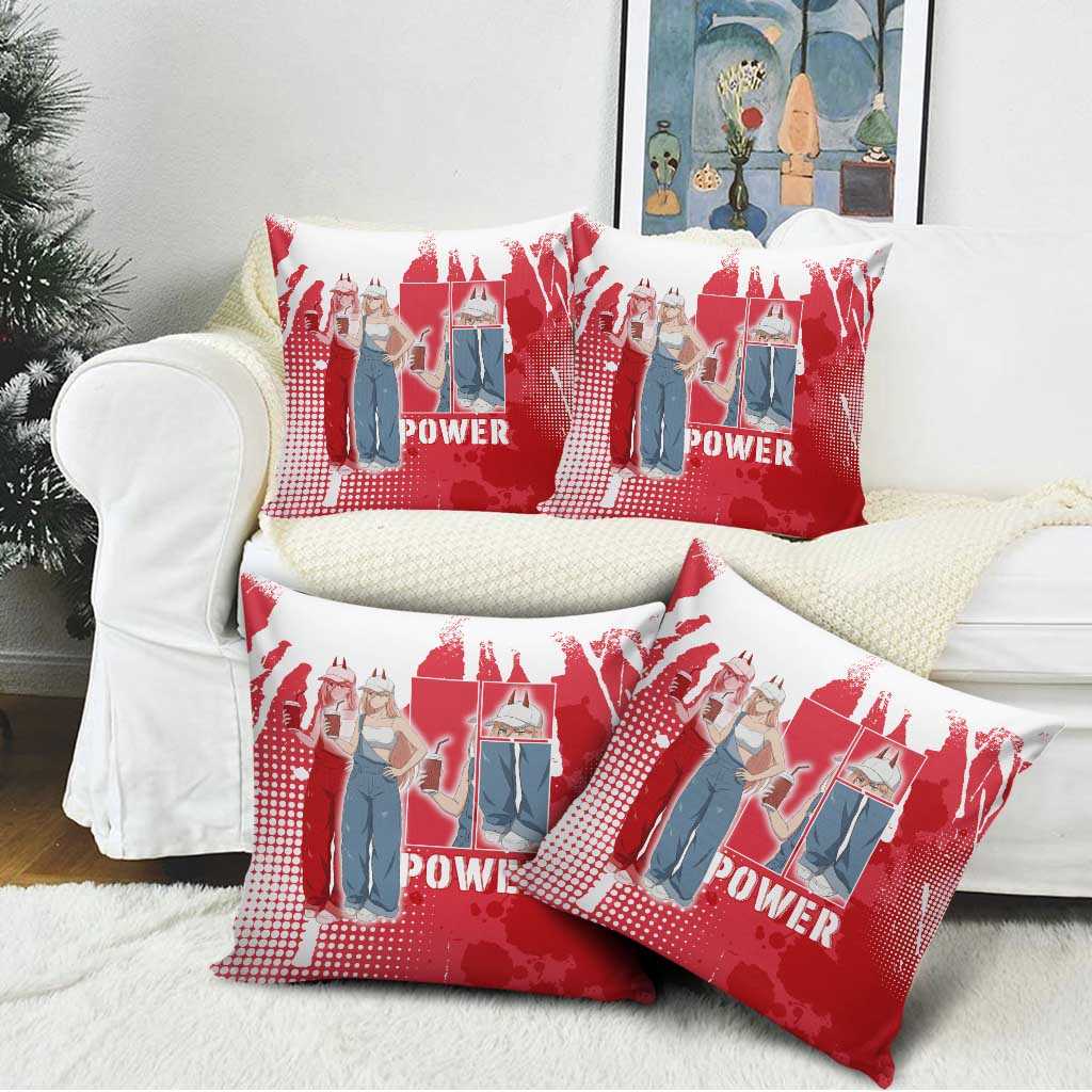 Power Chainsaw Man Pillow Cover Grunge Pop Manga Panel Style