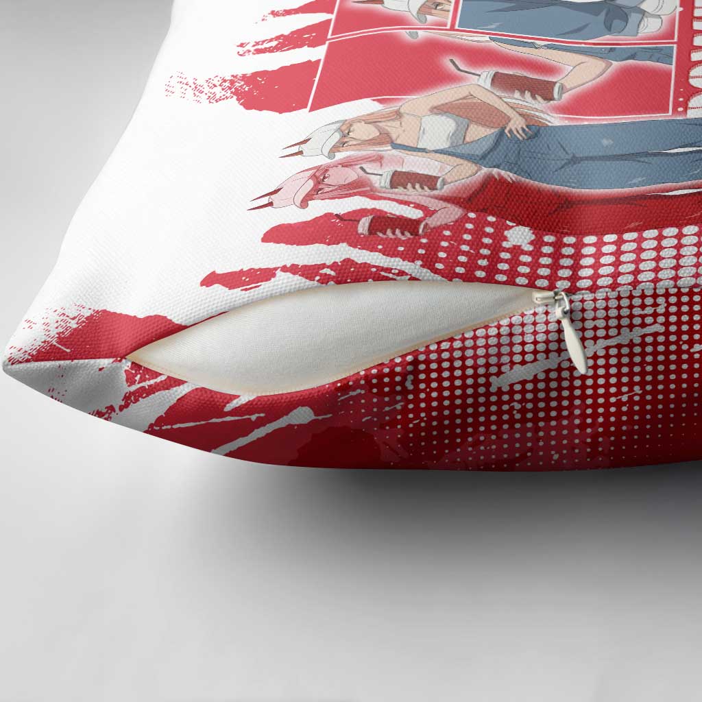 Power Chainsaw Man Pillow Cover Grunge Pop Manga Panel Style