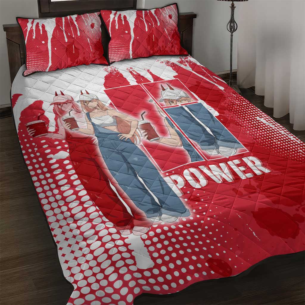 Power Chainsaw Man Quilt Bed Set Grunge Pop Manga Panel Style