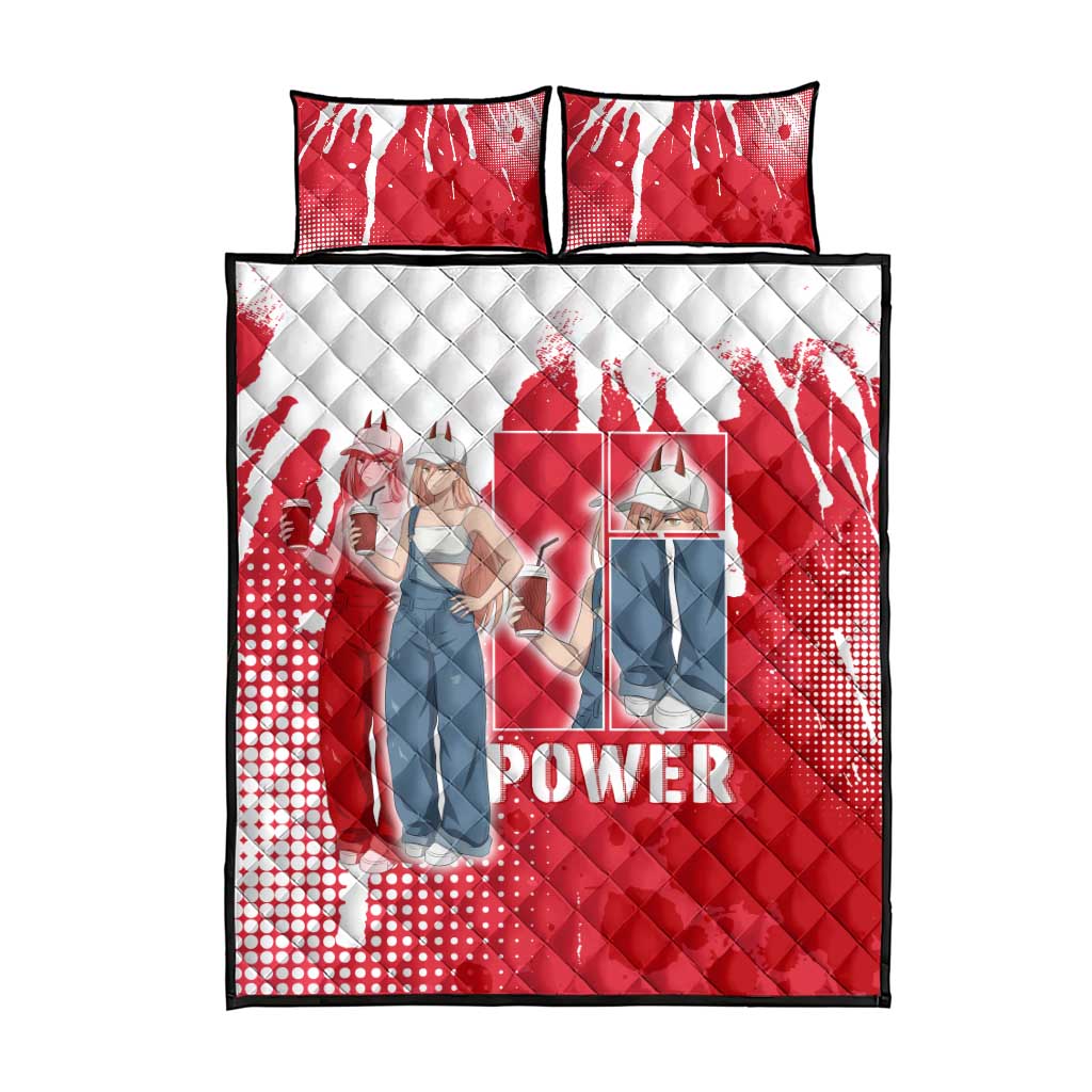 Power Chainsaw Man Quilt Bed Set Grunge Pop Manga Panel Style