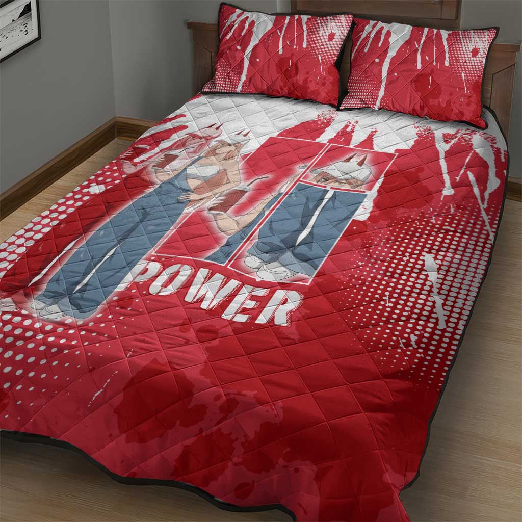 Power Chainsaw Man Quilt Bed Set Grunge Pop Manga Panel Style