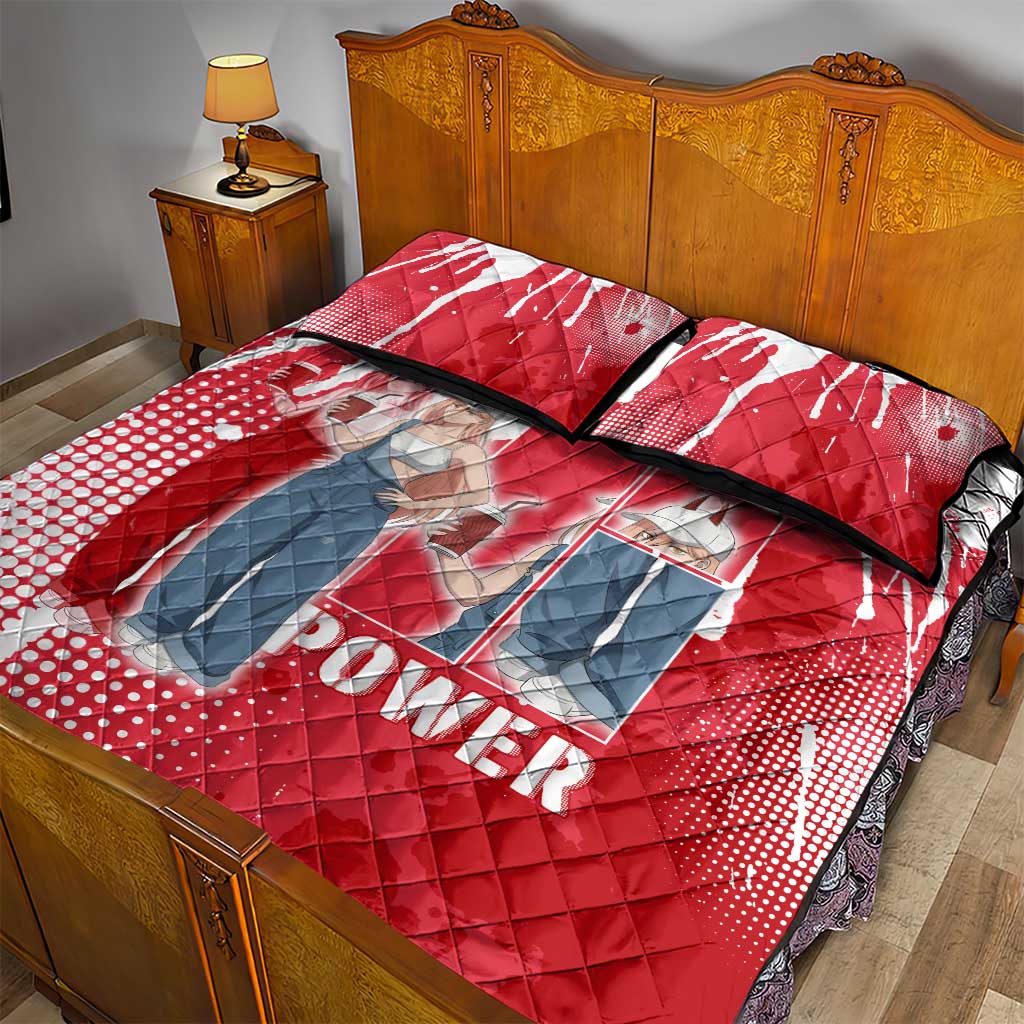 Power Chainsaw Man Quilt Bed Set Grunge Pop Manga Panel Style