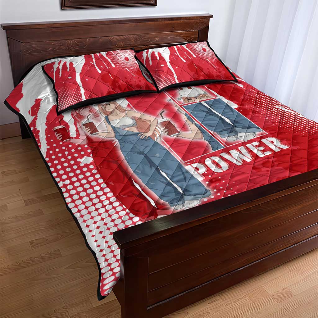 Power Chainsaw Man Quilt Bed Set Grunge Pop Manga Panel Style