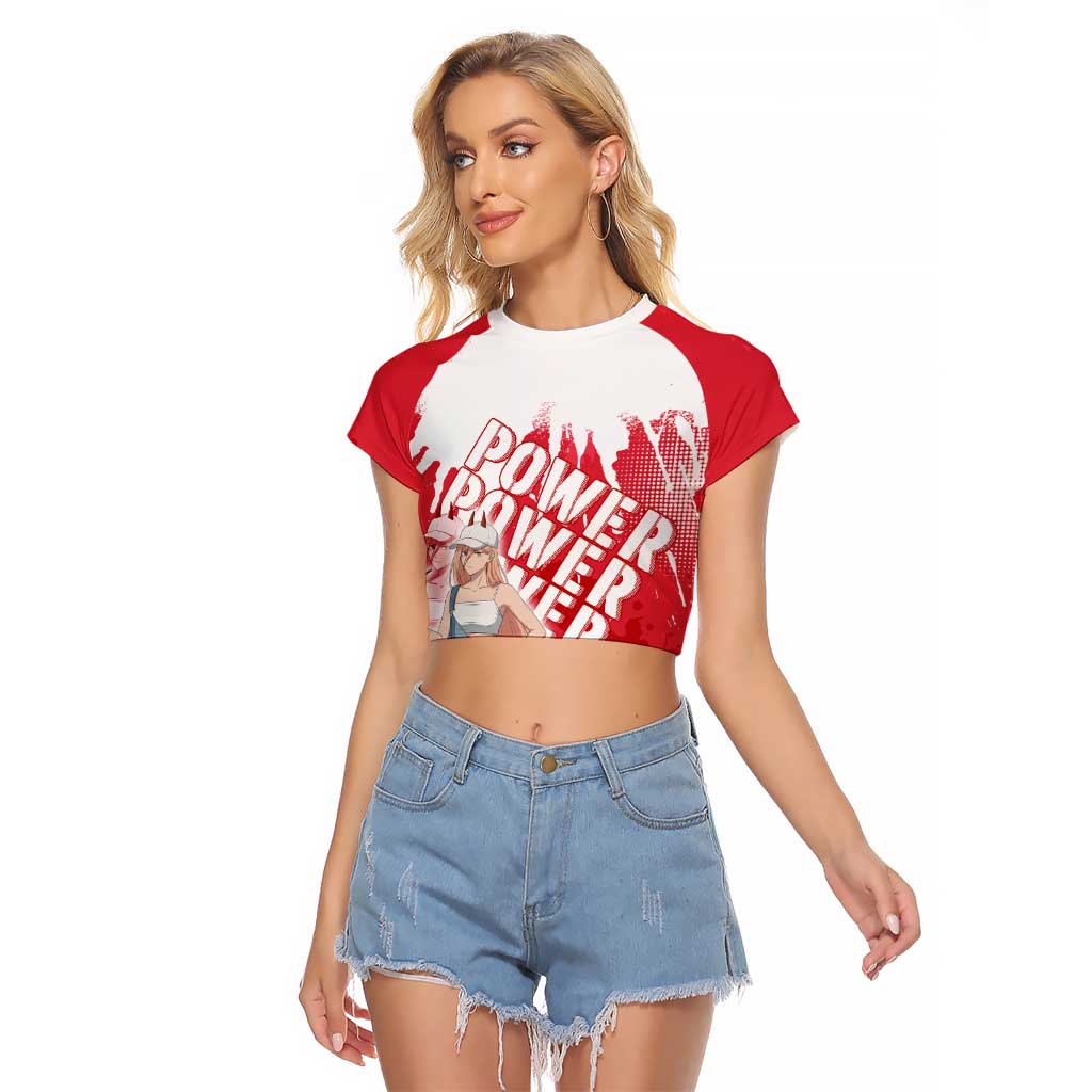 Power Chainsaw Man Raglan Cropped T Shirt Grunge Pop Manga Panel Style