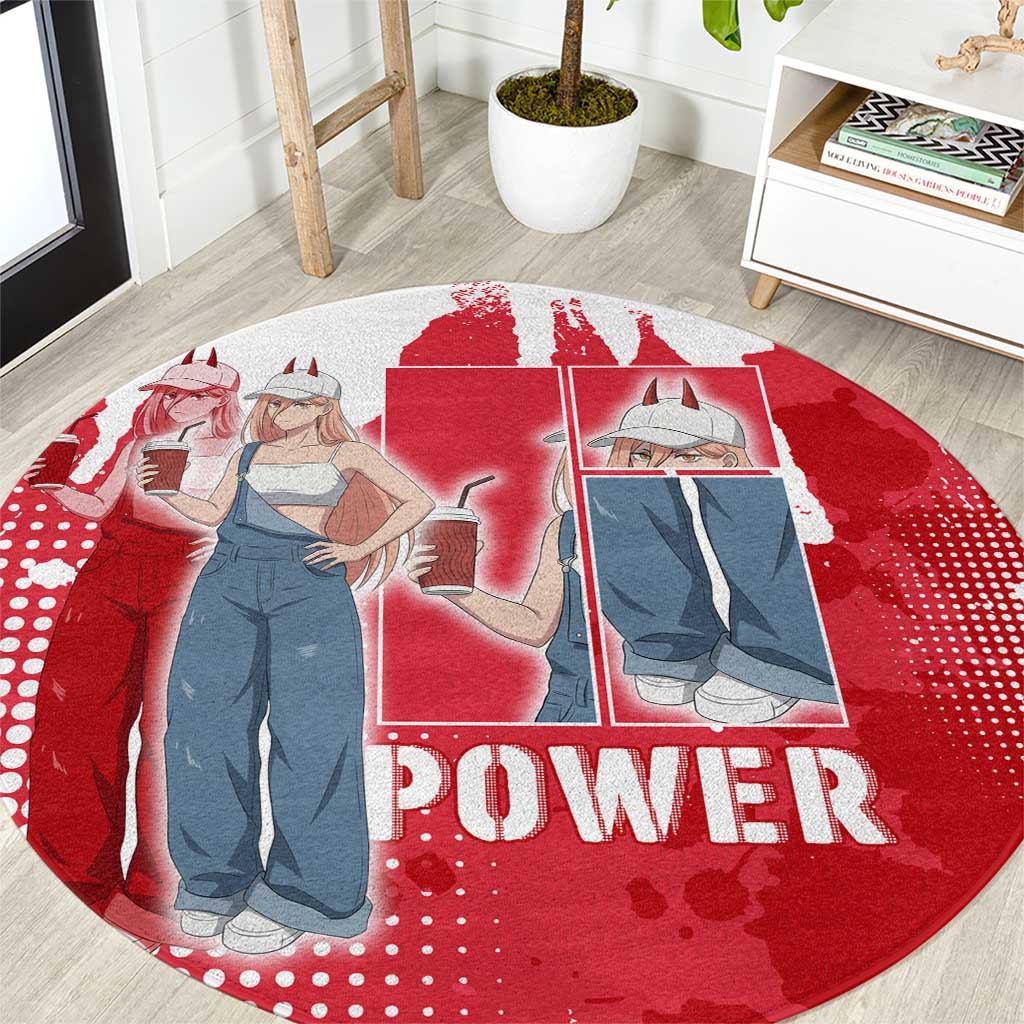 Power Chainsaw Man Round Carpet Grunge Pop Manga Panel Style