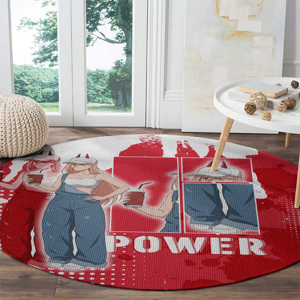 Power Chainsaw Man Round Carpet Grunge Pop Manga Panel Style