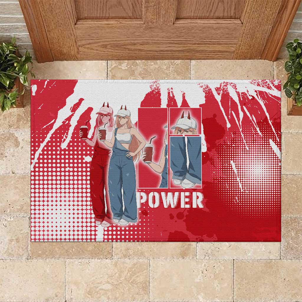Power Chainsaw Man Rubber Doormat Grunge Pop Manga Panel Style