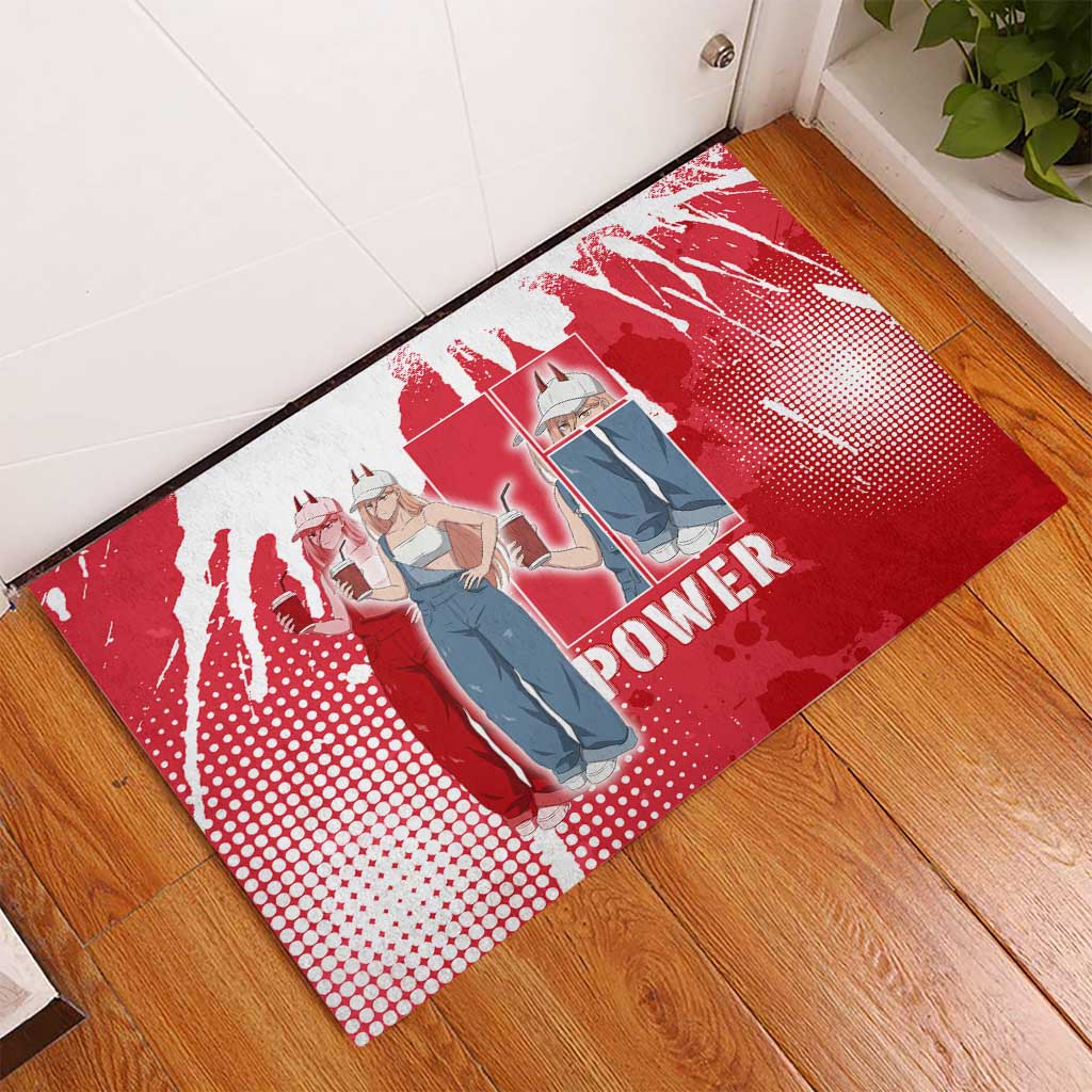 Power Chainsaw Man Rubber Doormat Grunge Pop Manga Panel Style