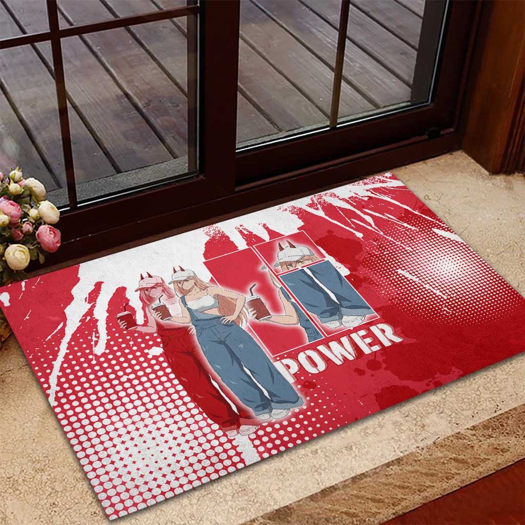 Power Chainsaw Man Rubber Doormat Grunge Pop Manga Panel Style