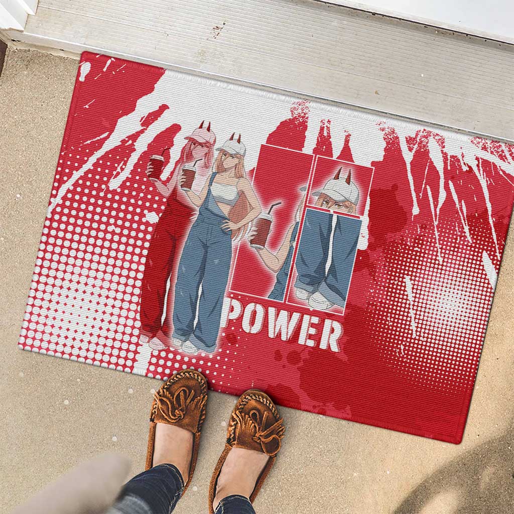 Power Chainsaw Man Rubber Doormat Grunge Pop Manga Panel Style