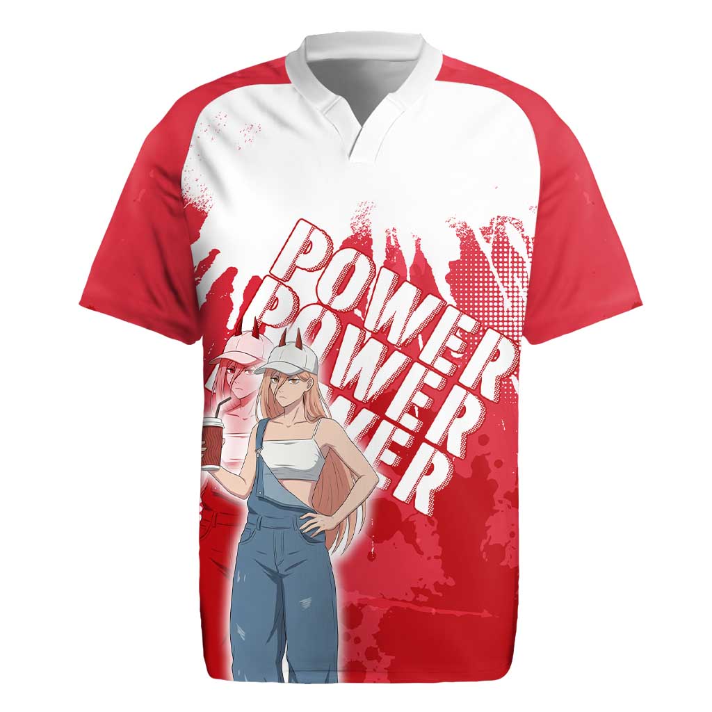Power Chainsaw Man Rugby Jersey Grunge Pop Manga Panel Style