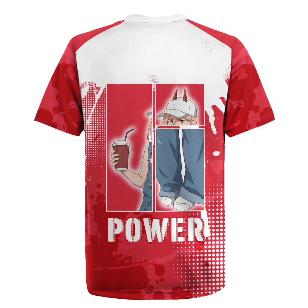 Power Chainsaw Man Rugby Jersey Grunge Pop Manga Panel Style